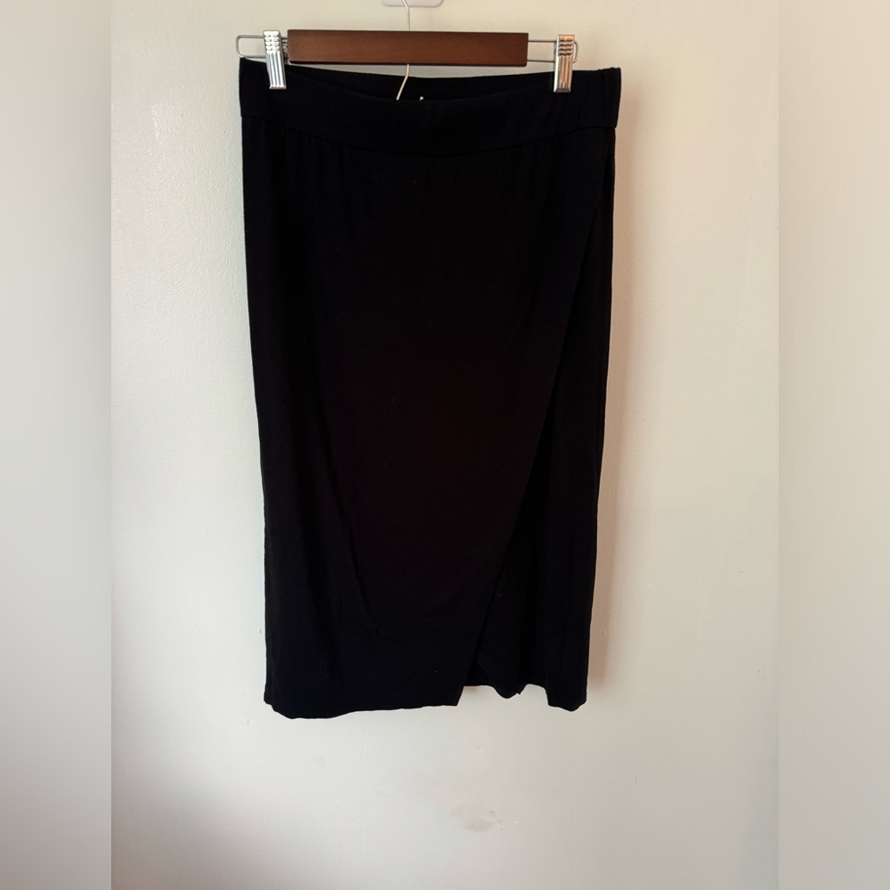 Eileen Fisher Women’s Small Petite Fuax Wrap Black Skirt Full Length Classic